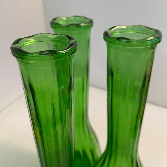 Set of 3 Vintage PGC Green Glass Flower Vases - Picture 5 of 7